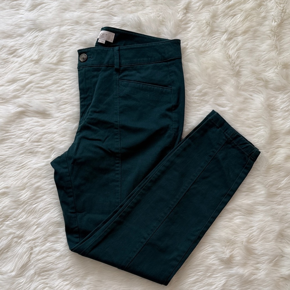 Loft Curvy Skinny Ankle Dark Green Pants Size 8